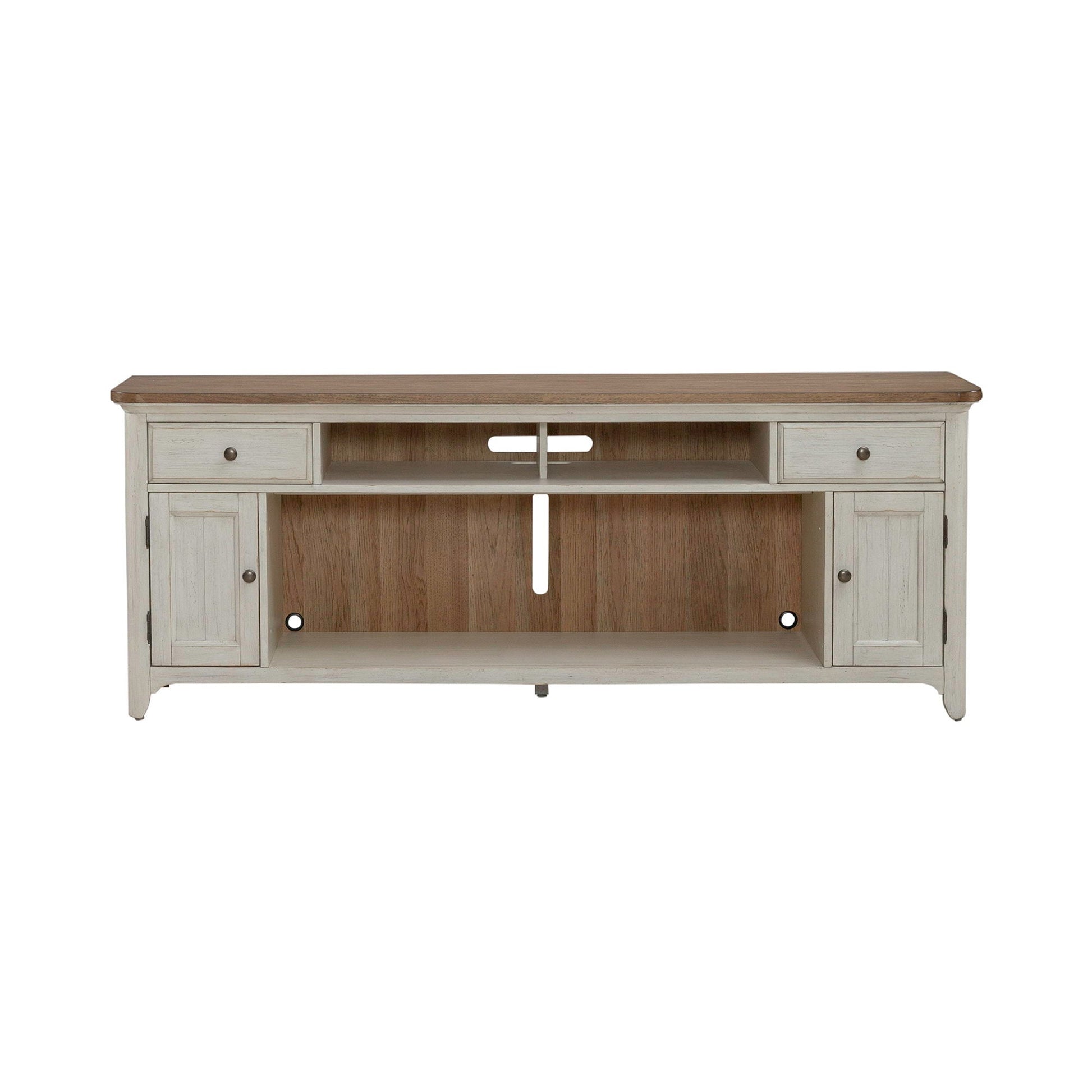 Liberty Furniture 79" Fireplace TV Console - Medium Brown | Meri Furniture