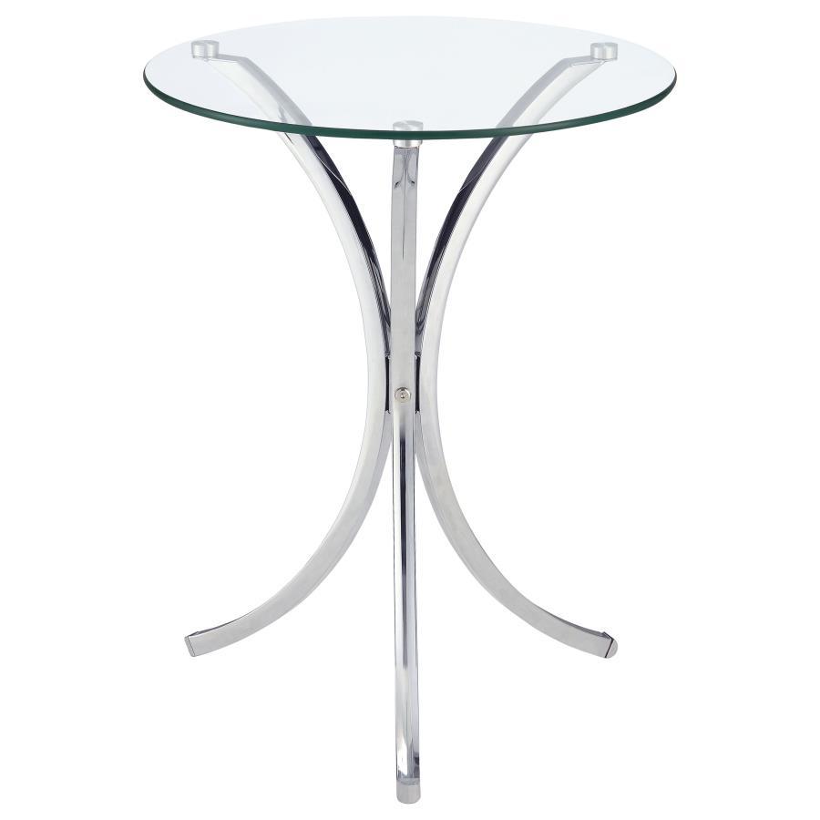 Coaster Fine Furniture Eloise - Round Glass Top Accent Side Table - Chrome | Meri Furniture