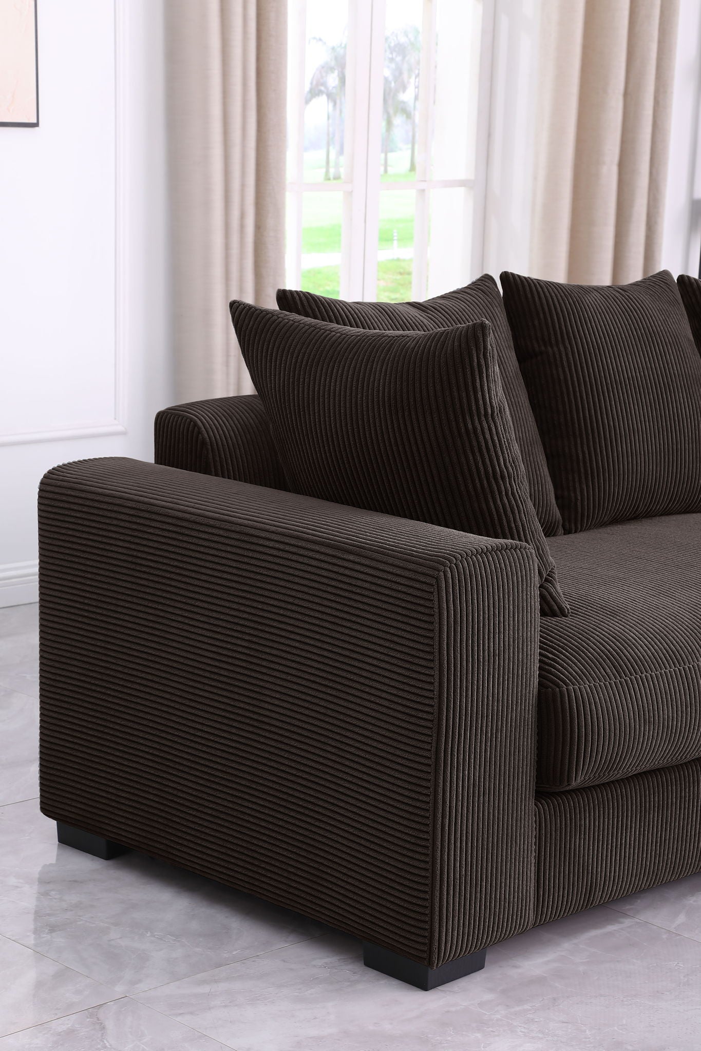 Duke - 4 Piece Upholstered Sectional - Dark Brown