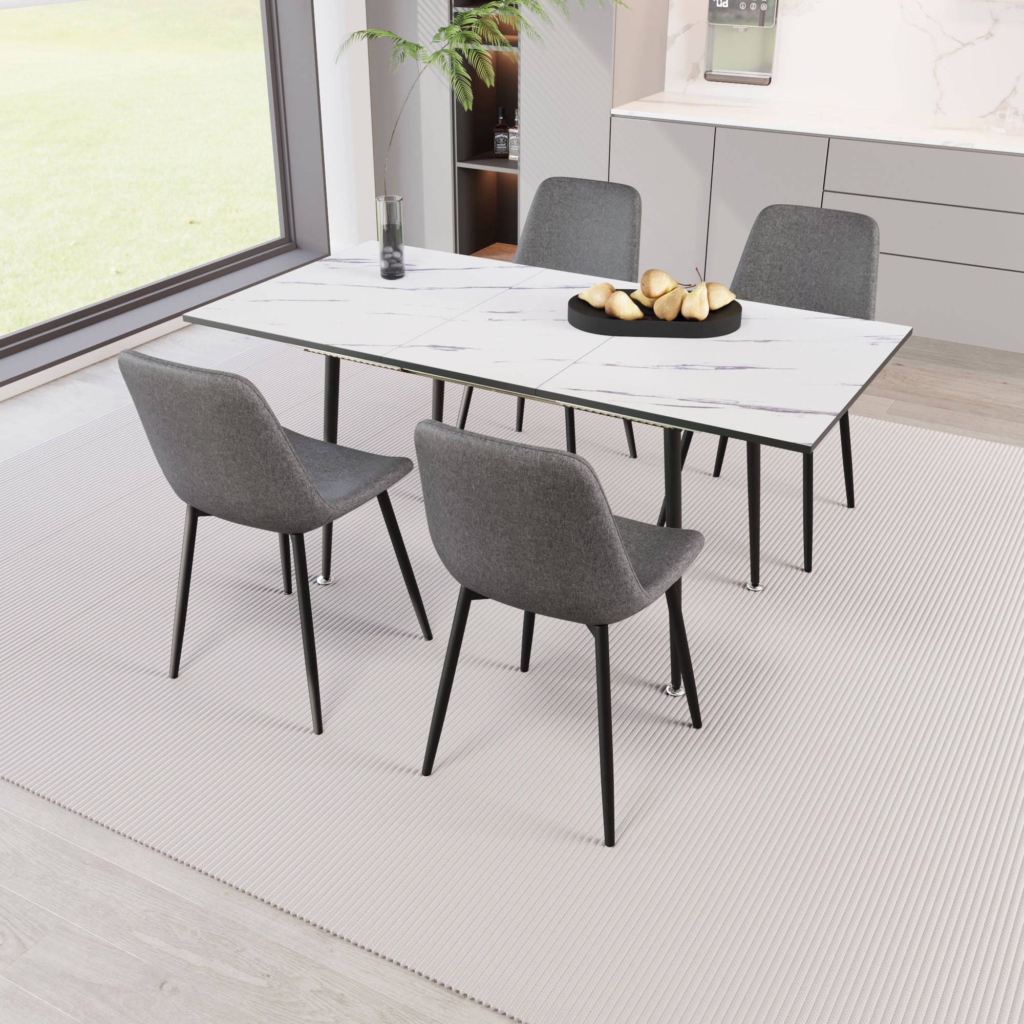 Modern Extendable Dining Table And Chair Set