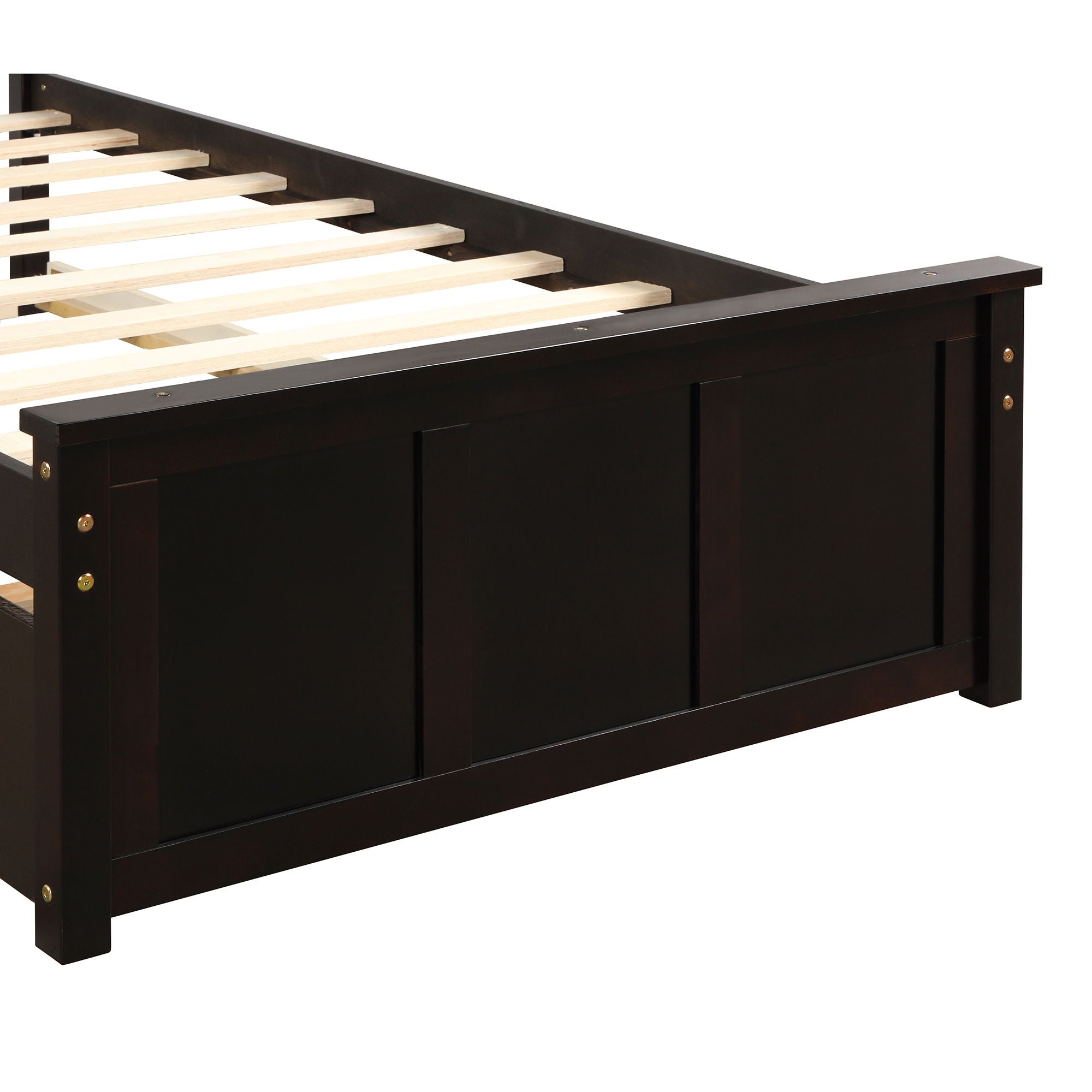 Platform Bed With Twin Trundle, Twin Size - Espresso