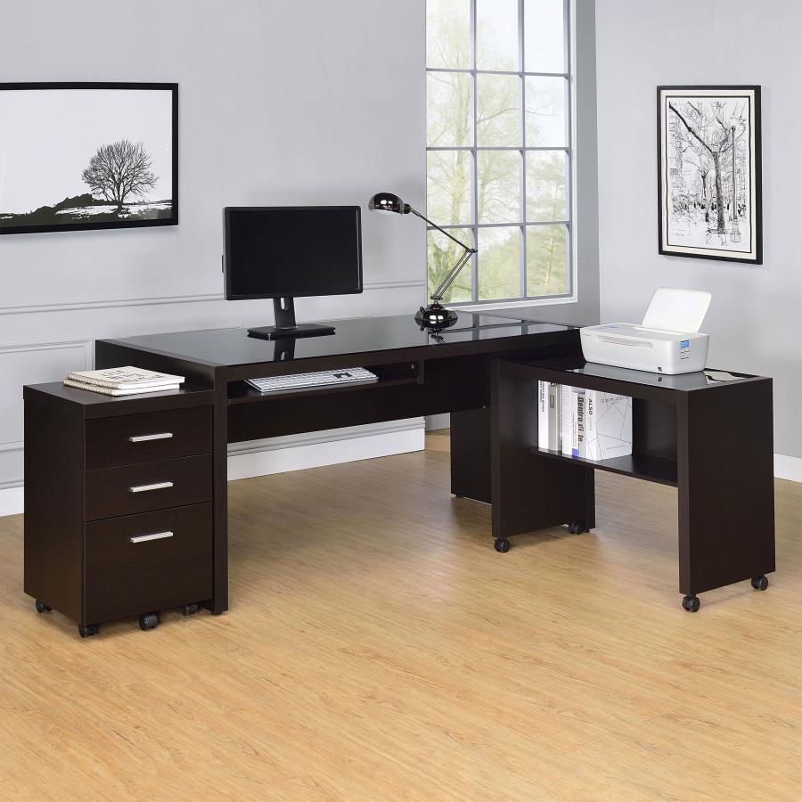 Coaster Fine Furniture Skeena - 3 Piece Home Office Computer Desk Set - Cappuccino | Meri Furniture