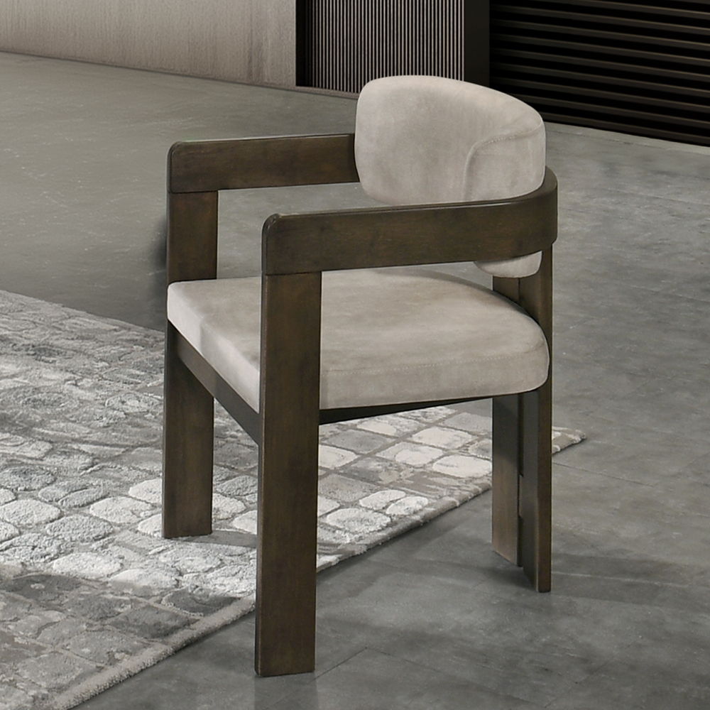 ACME Destin - Side Chair - Light Gray Fabric & Walnut Finish | Meri Furniture