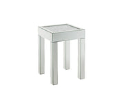 ACME Noralie - End Table With Glass Top - Pearl Silver - Wood - 24" | Meri Furniture