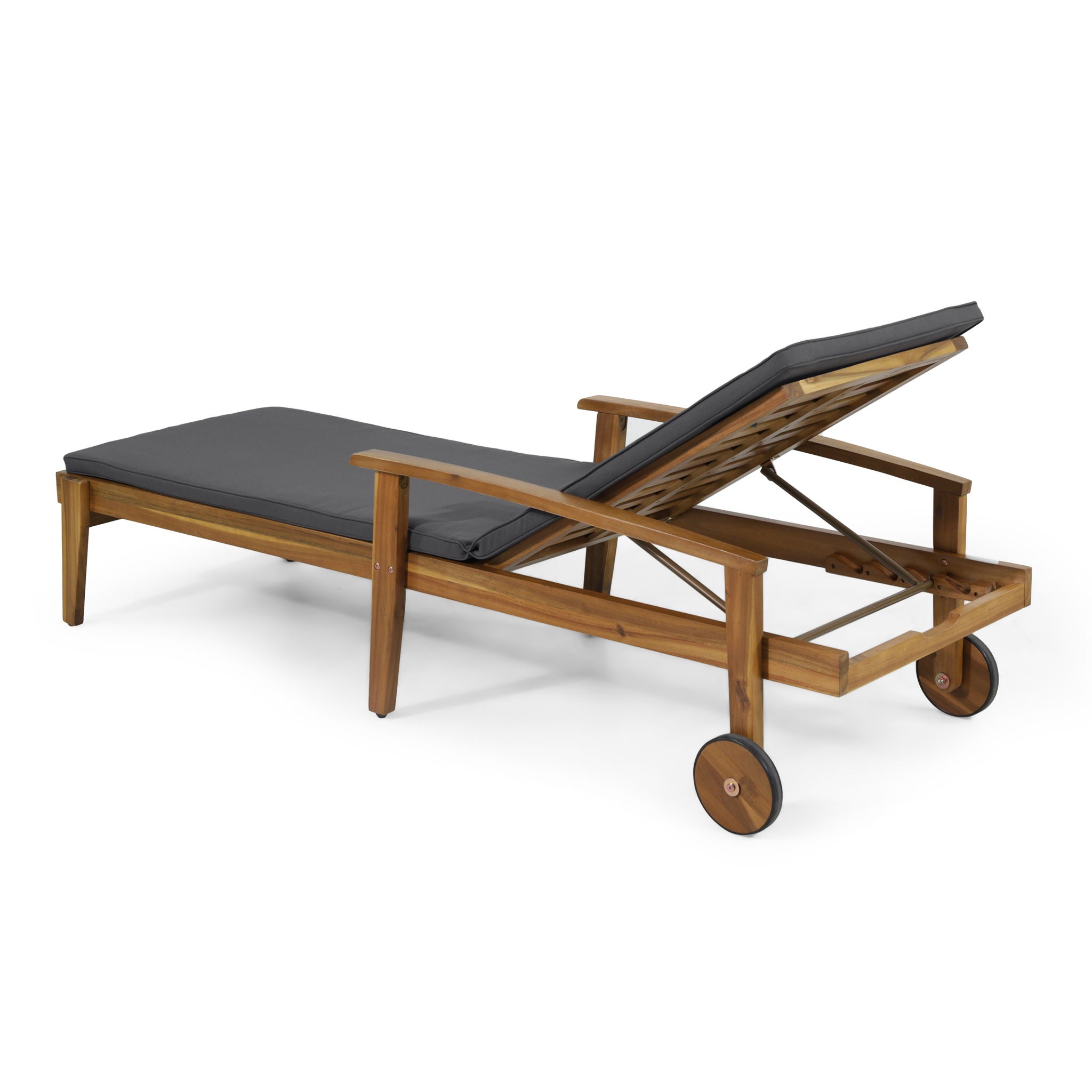 Jason - Black Chaise Lounge Adjustable Acacia Wood Outdoor Furniture