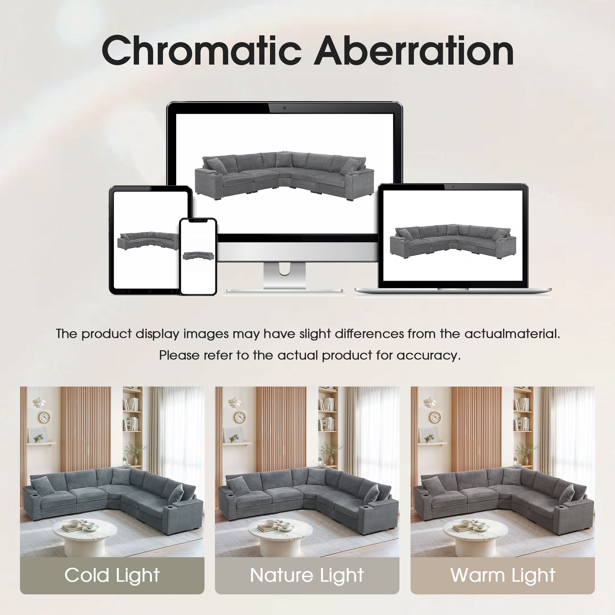 Convertible L Shaped Sectional Corner Couch With Armrest Storage Cup Holders USB Charger, Irregular Corner Oversized Comfy Modular Sofa
