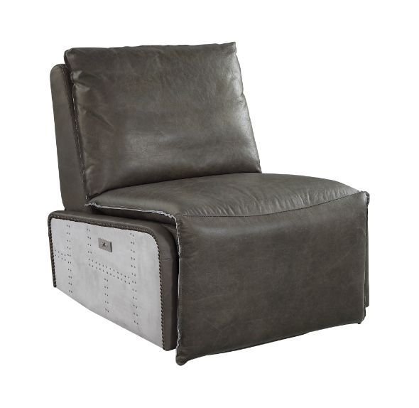 ACME Metier - Recliner - Gray Top Grain Leather & Aluminum | Meri Furniture