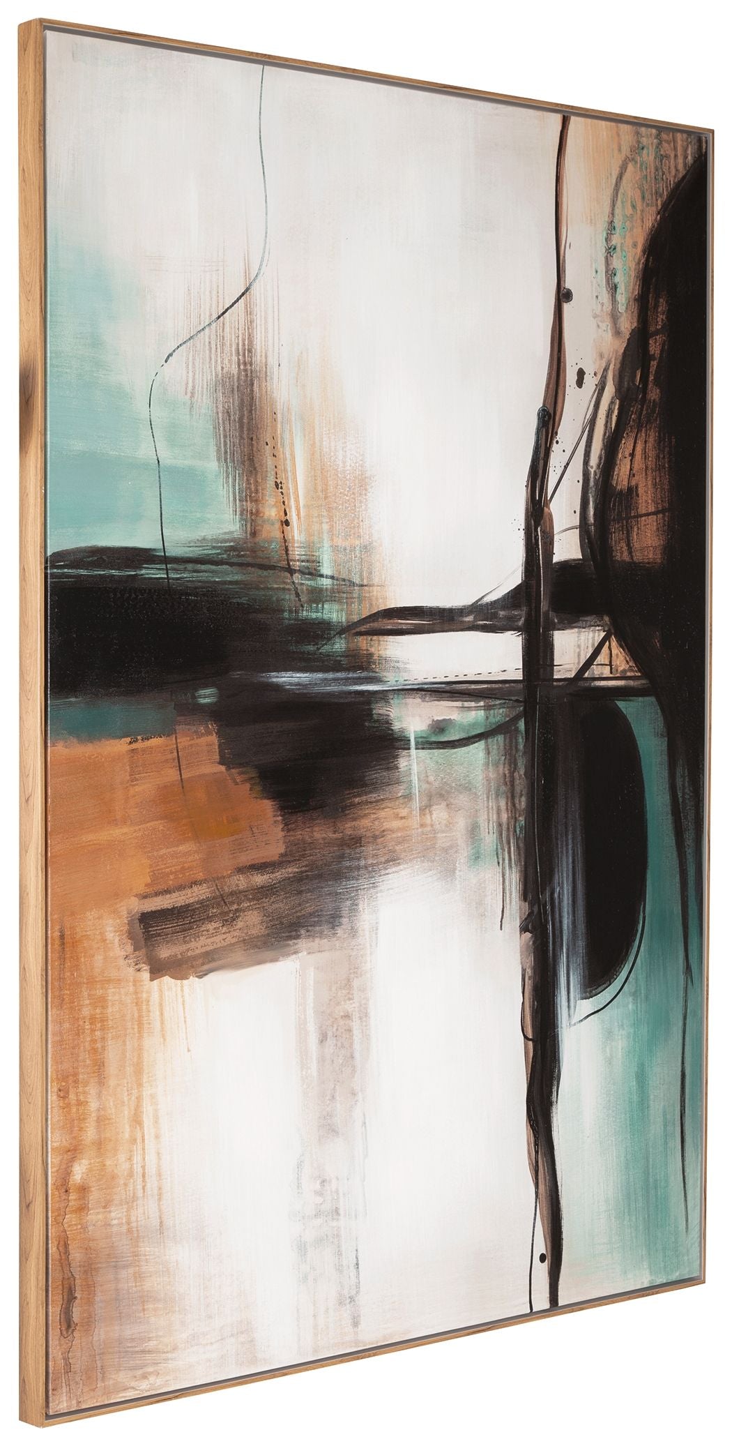 Ashley Furniture Brunonia - Teal / Orange / Black - Wall Art | Meri Furniture
