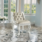 Vanaheim - Vanity Stool - Beige Synthetic Leather & Antique White