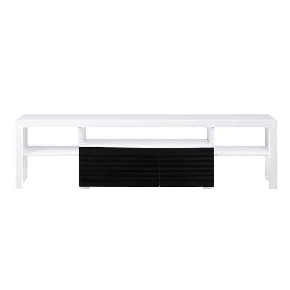 ACME Buck II - TV Stand - White & Black High Gloss Finish | Meri Furniture