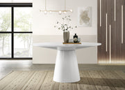 Jasper White 59" Contemporary Round Dining Table with Pedestal Base