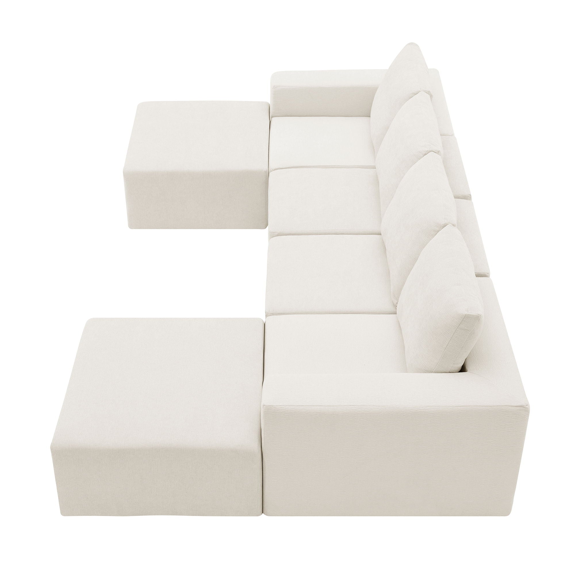 Modular U Shaped Sectional With Ottomans, Luxury Cloud Floor Couch With Deep Seat Fully Compressed Upholstered Sofa