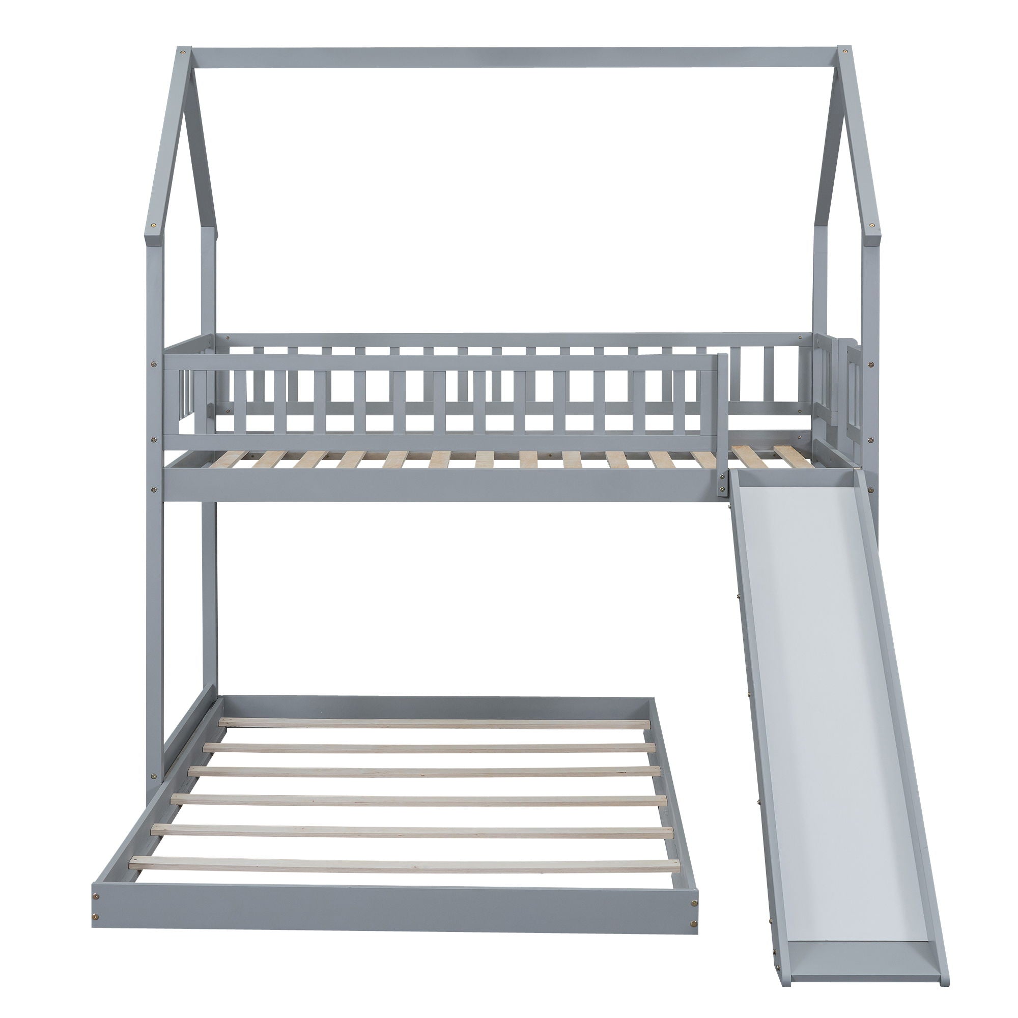 House Bunk Bed With Slide And Built In Ladder