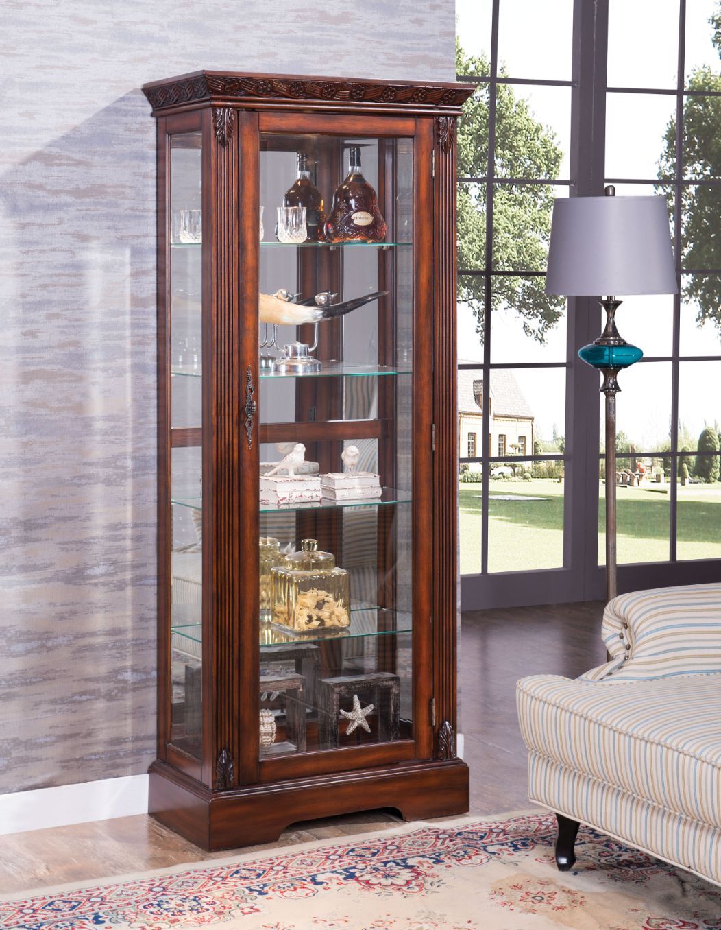 ACME Addy - Curio - Cherry | Meri Furniture