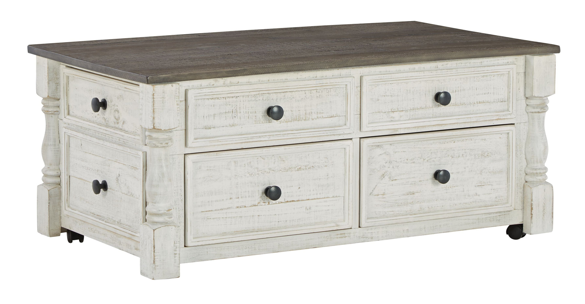 Signature Design by Ashley® Havalance - White / Gray - Lift Top Cocktail Table With Storage Drawers | Meri Furniture