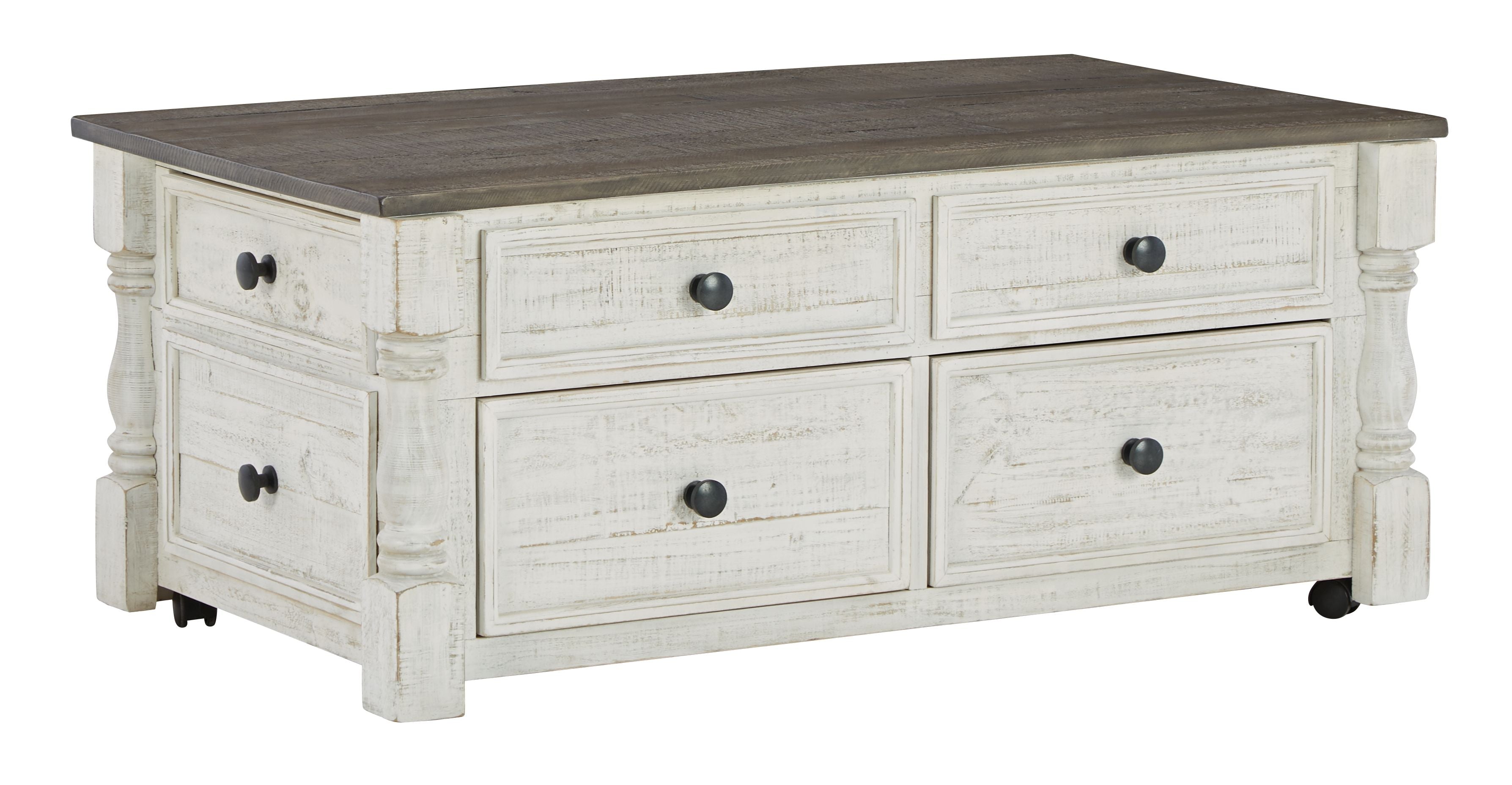 Signature Design by Ashley® Havalance - White / Gray - Lift Top Cocktail Table With Storage Drawers | Meri Furniture