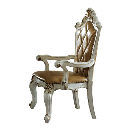 ACME Picardy - Chair (Set of 2) - Butterscotch PU & Antique Pearl | Meri Furniture