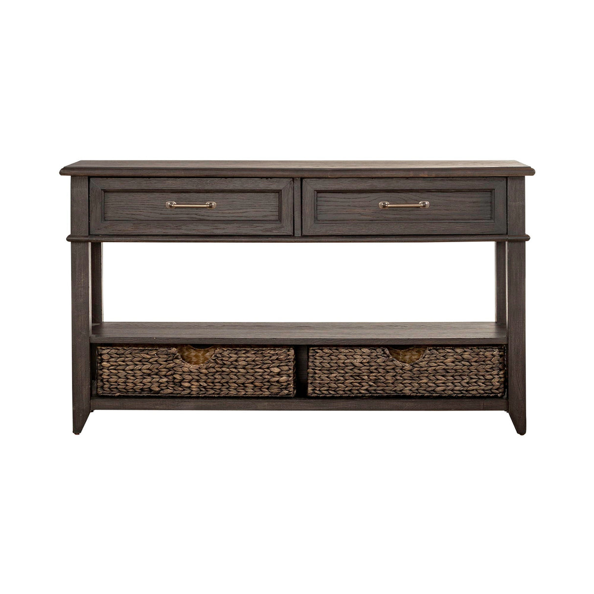 Liberty Furniture Mill Creek - 2 Drawer Sofa Table - Dark Brown | Meri Furniture
