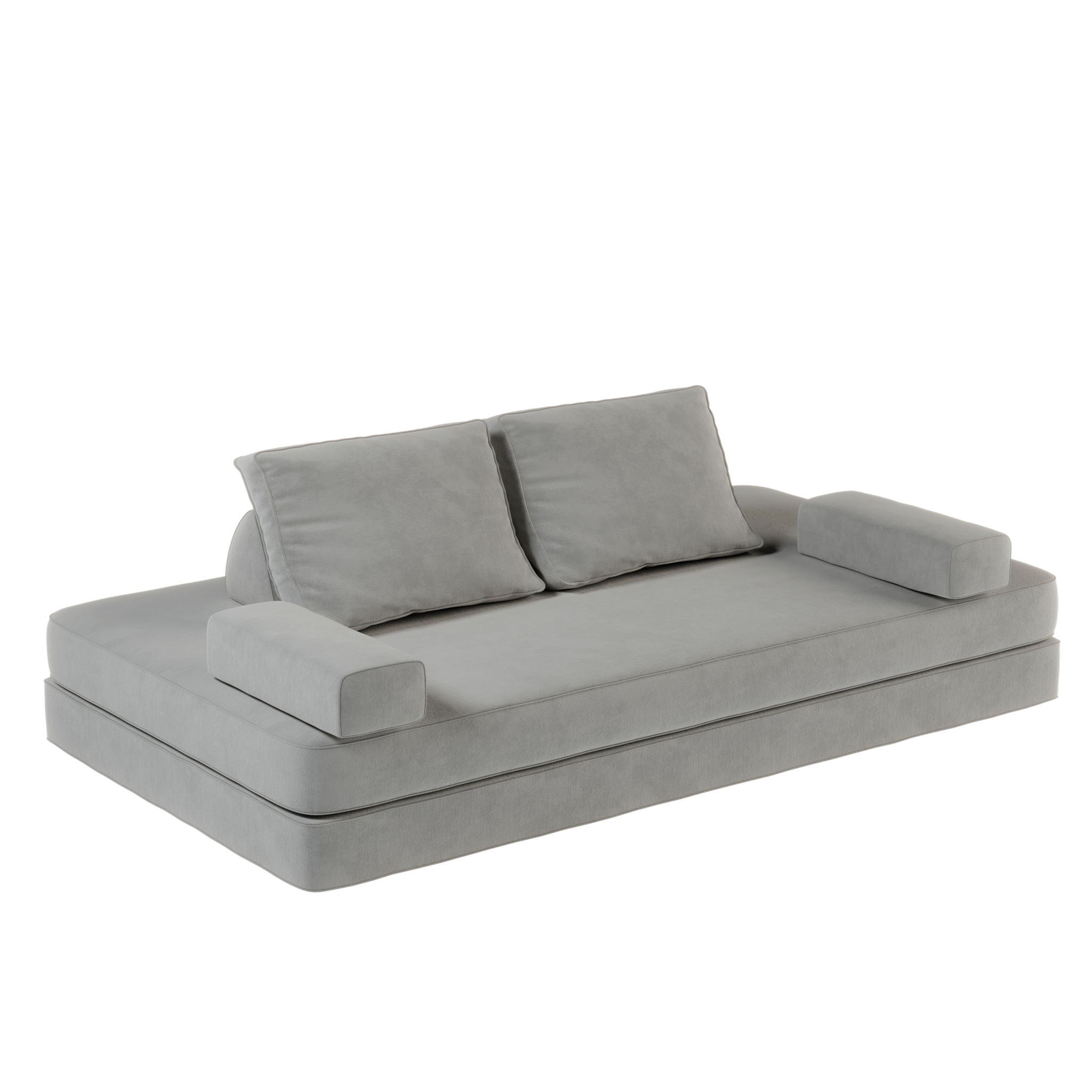 Multifunctional Convertible Sofa Bed With 2 Tumbler Backrests And 2 Pillows, Deep Seat Couch