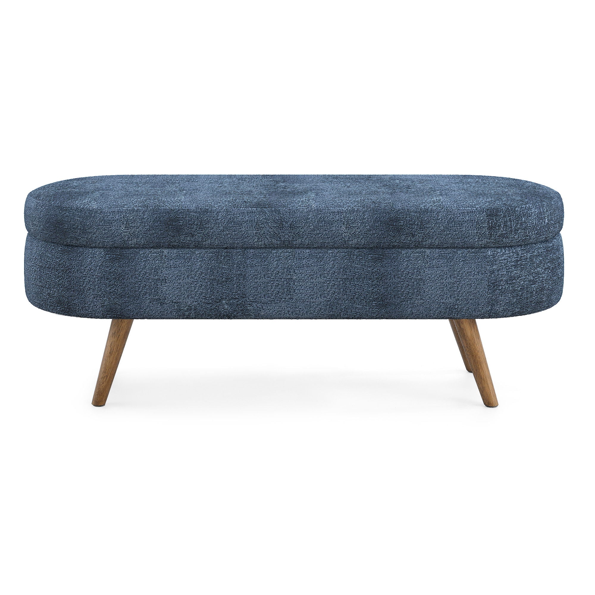 Modern Ottoman Oval Storage Bench With Rubber Wood Legs