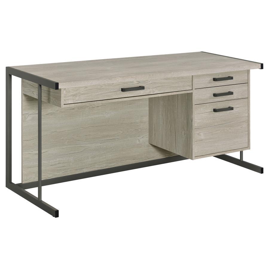Coaster Fine Furniture Loomis - 4-Drawer Computer Desk - Whitewashed Gray | Meri Furniture