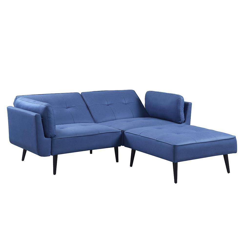 Nafisa - Adjustable Sofa & Ottoman - Blue Fabric
