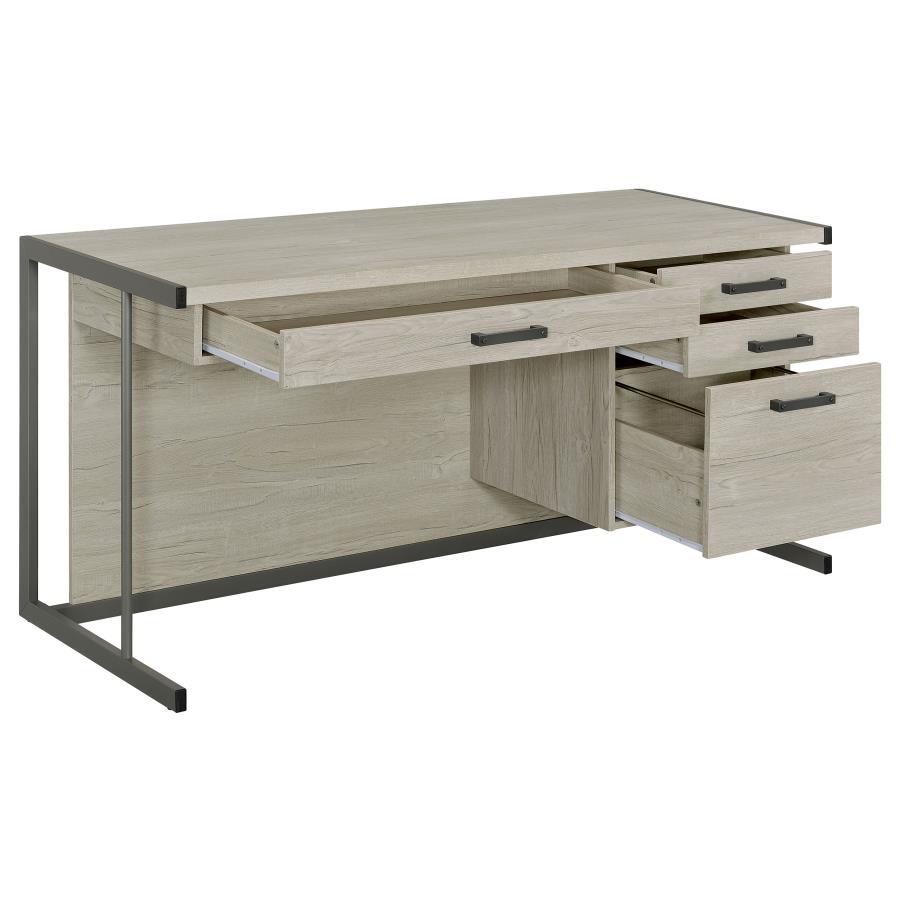 Coaster Fine Furniture Loomis - 4-Drawer Computer Desk - Whitewashed Gray | Meri Furniture