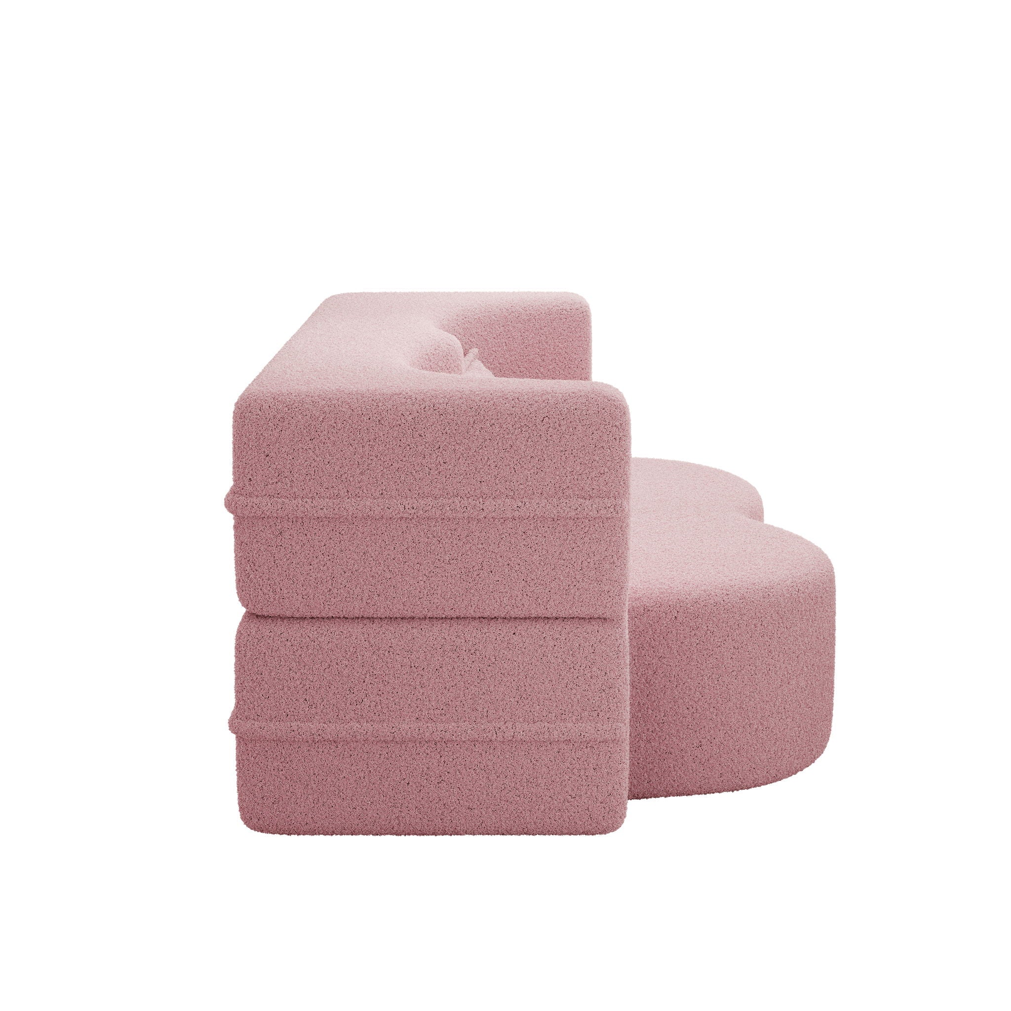 Modern Floor Sofa, With 2 Pillows, Convertible Teddy Fabric Foam Filled Bed