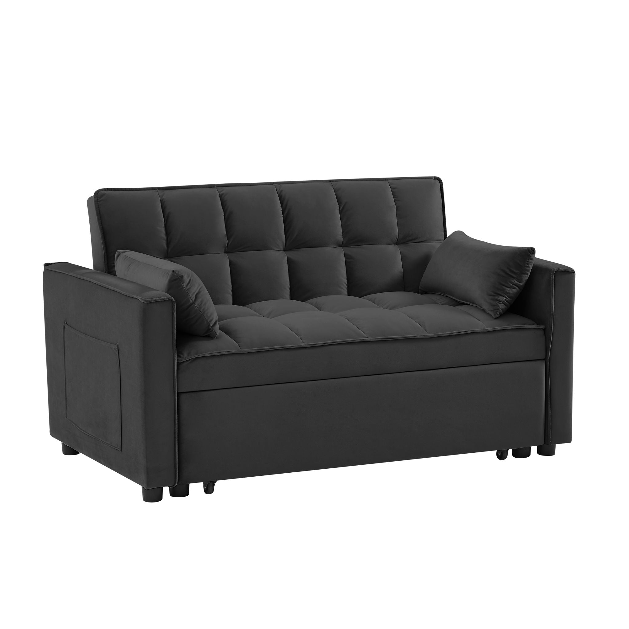Modern Convertible Velvet Futon Loveseat With Sleeper Bed Function