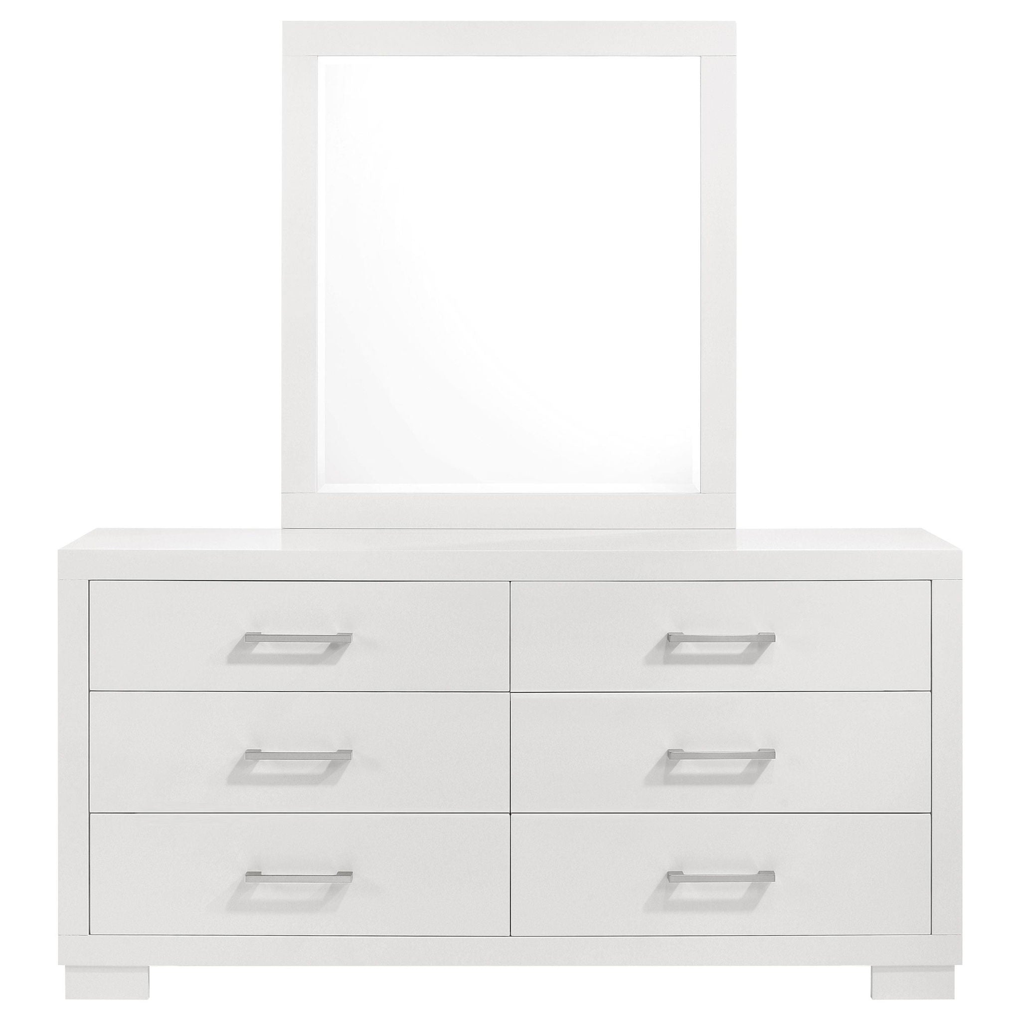 Jessica 6-drawer Dresser with Mirror Snow White