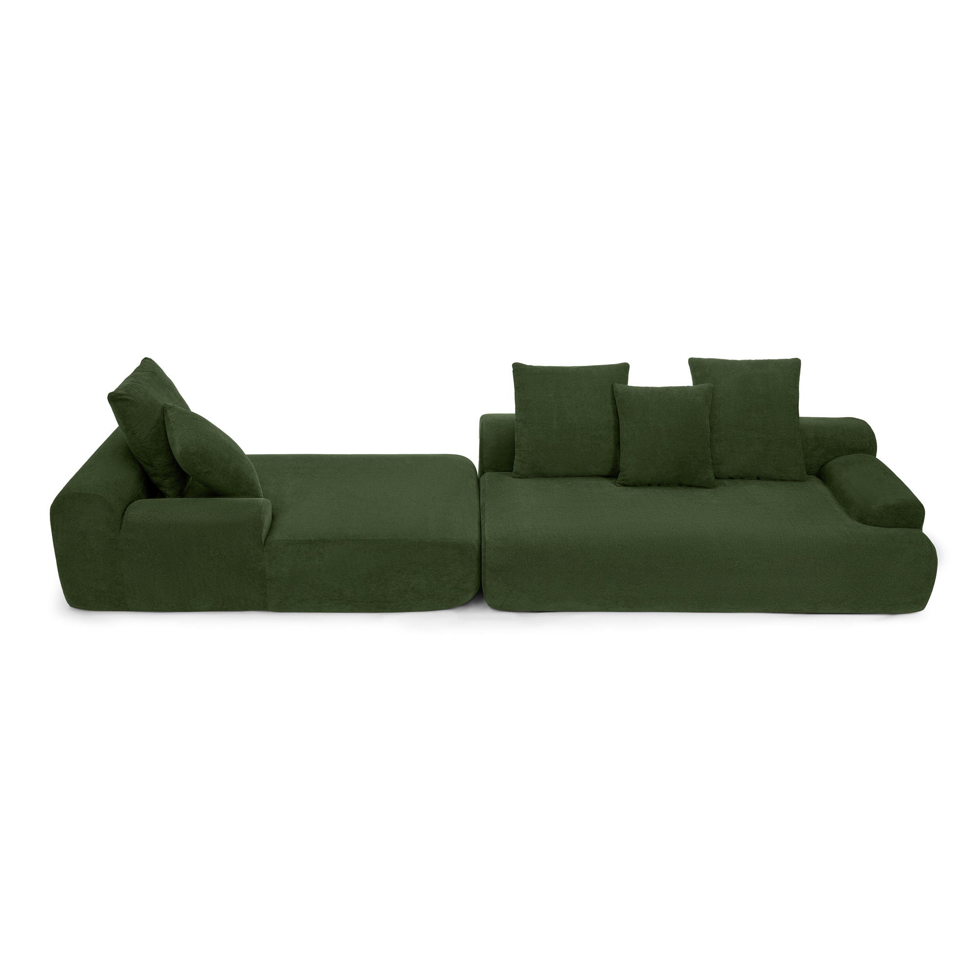 L-Shape Sectional Sofa, Modular Compressed Couch For Living Room Bedroom, 4 Seater - Green