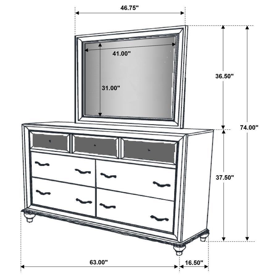 Coaster Fine Furniture Barzini - 7-drawer Dresser With Mirror | Meri Furniture