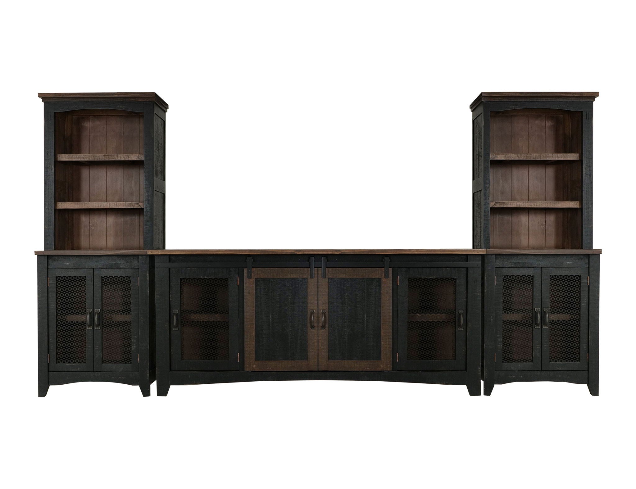 Pueblo - TV Stand / Console / Wall Unit - Black / Medium Brown