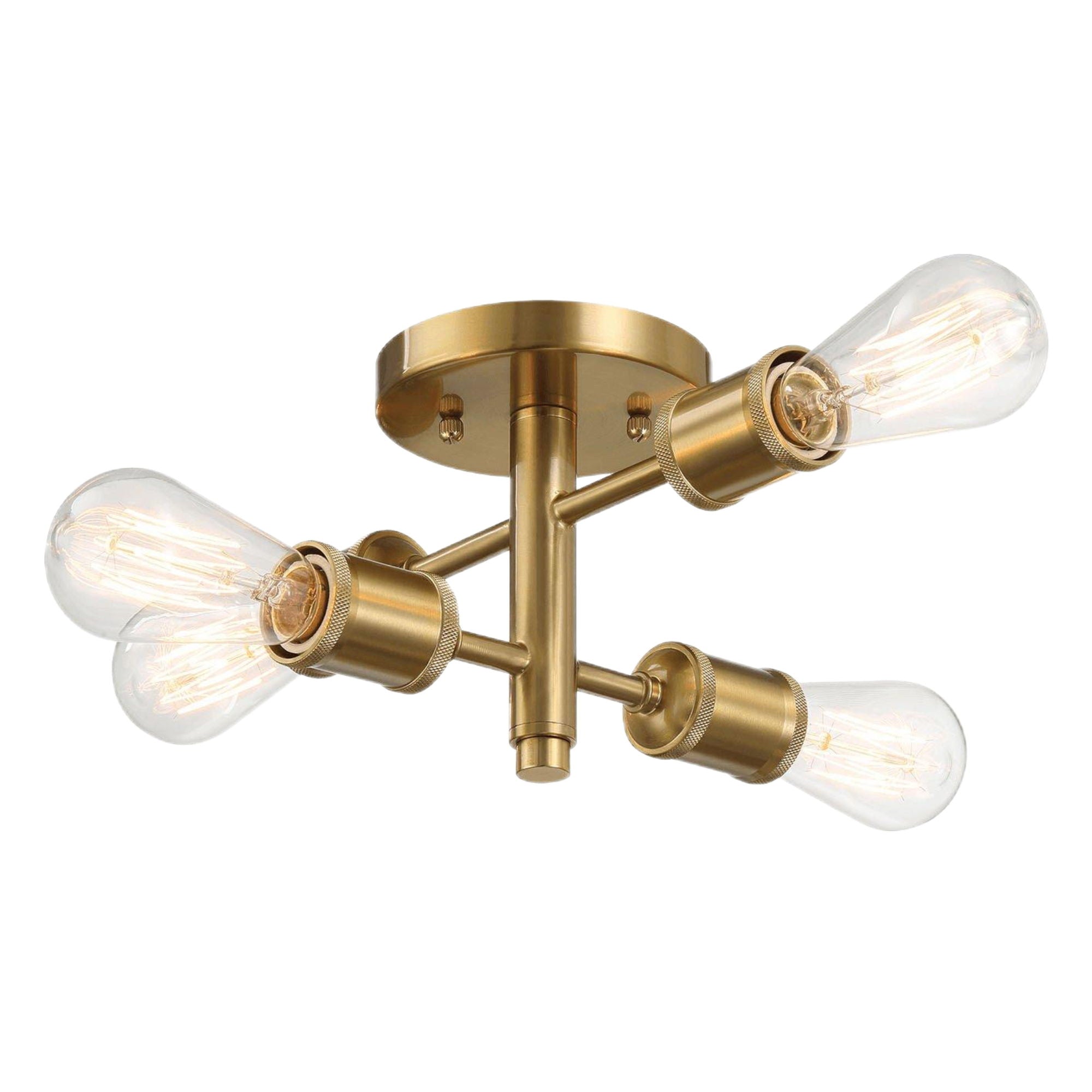 Ephemeral - 4 Lights Semi Flush Mount Retro Hallway Kitchen Bedroom Living Room Ceiling Pendant - Antique Brass / Clear / Gold