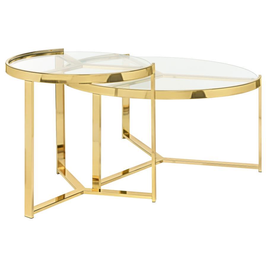 Delia - 2 Piece Round Glass Top Nesting Coffee Table