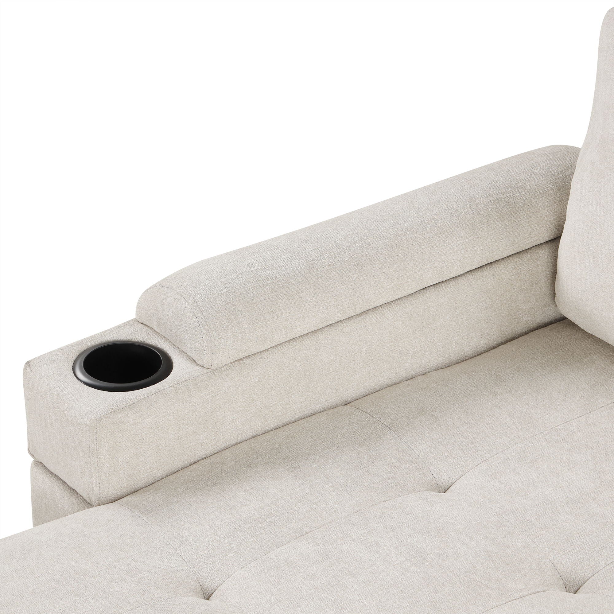 Convertible L Shaped Sofa Couch With Storage, Cup Holders, USB Ports