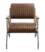 ACME Eacnlz - Accent Chair - Cocoa Top Grain Leather & Matt Iron Finish | Meri Furniture