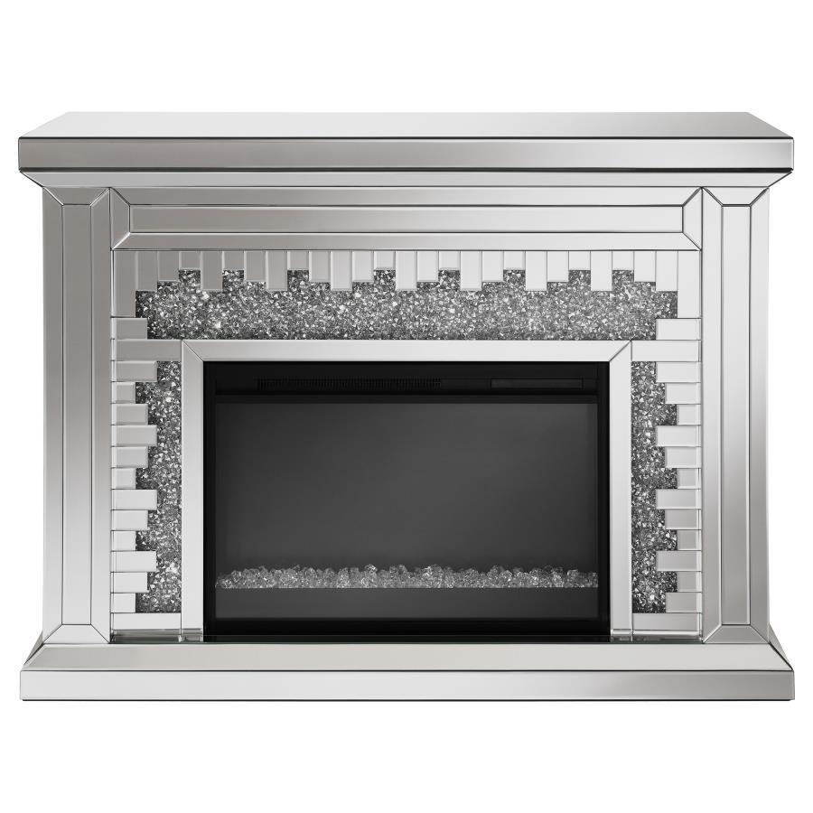 Coaster Fine Furniture Gilmore - Mirrored Freestanding Electric Fireplace - Silver | Meri Furniture