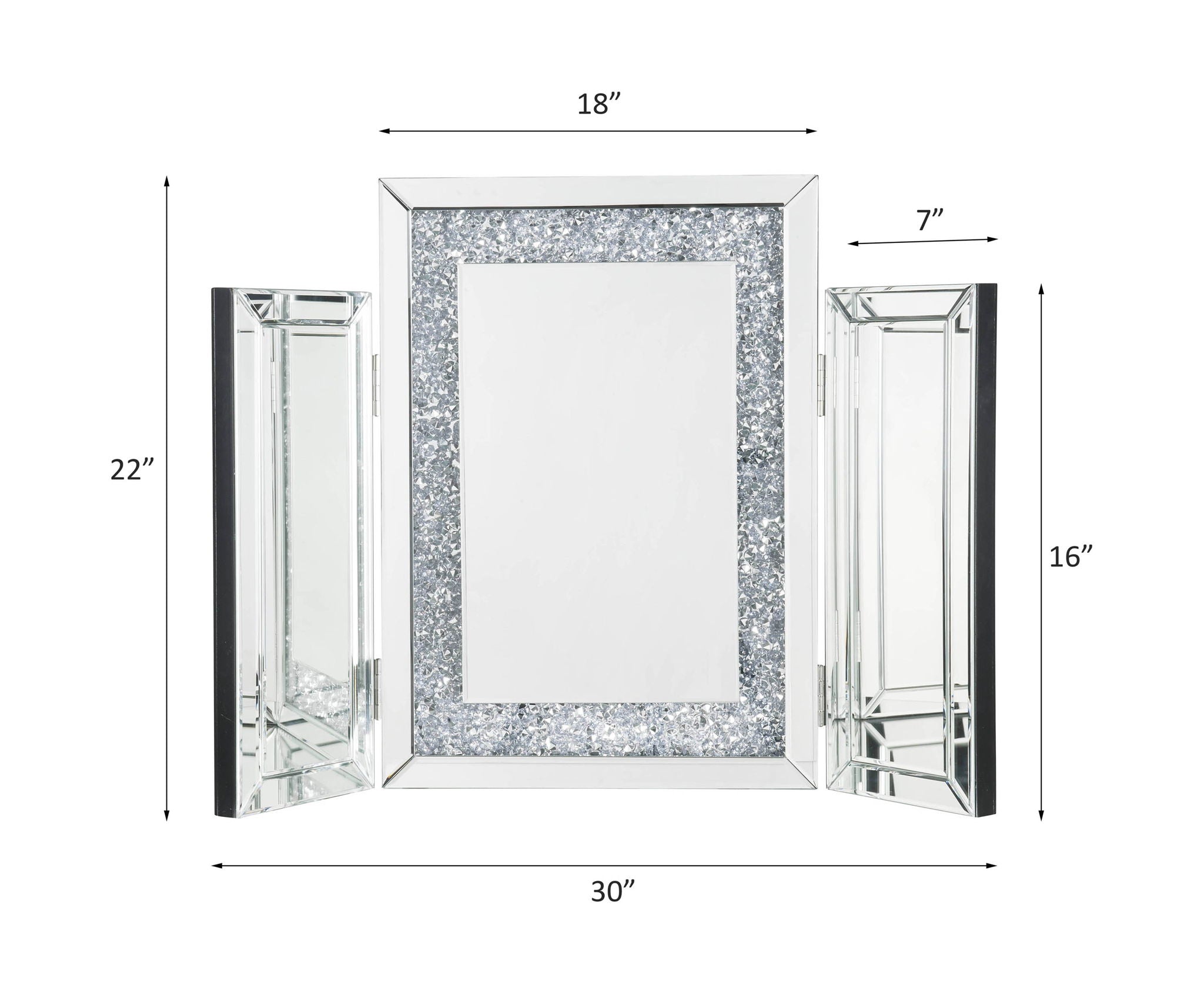 Noralie - 22" Accent Mirror - Mirrored & Faux Diamonds