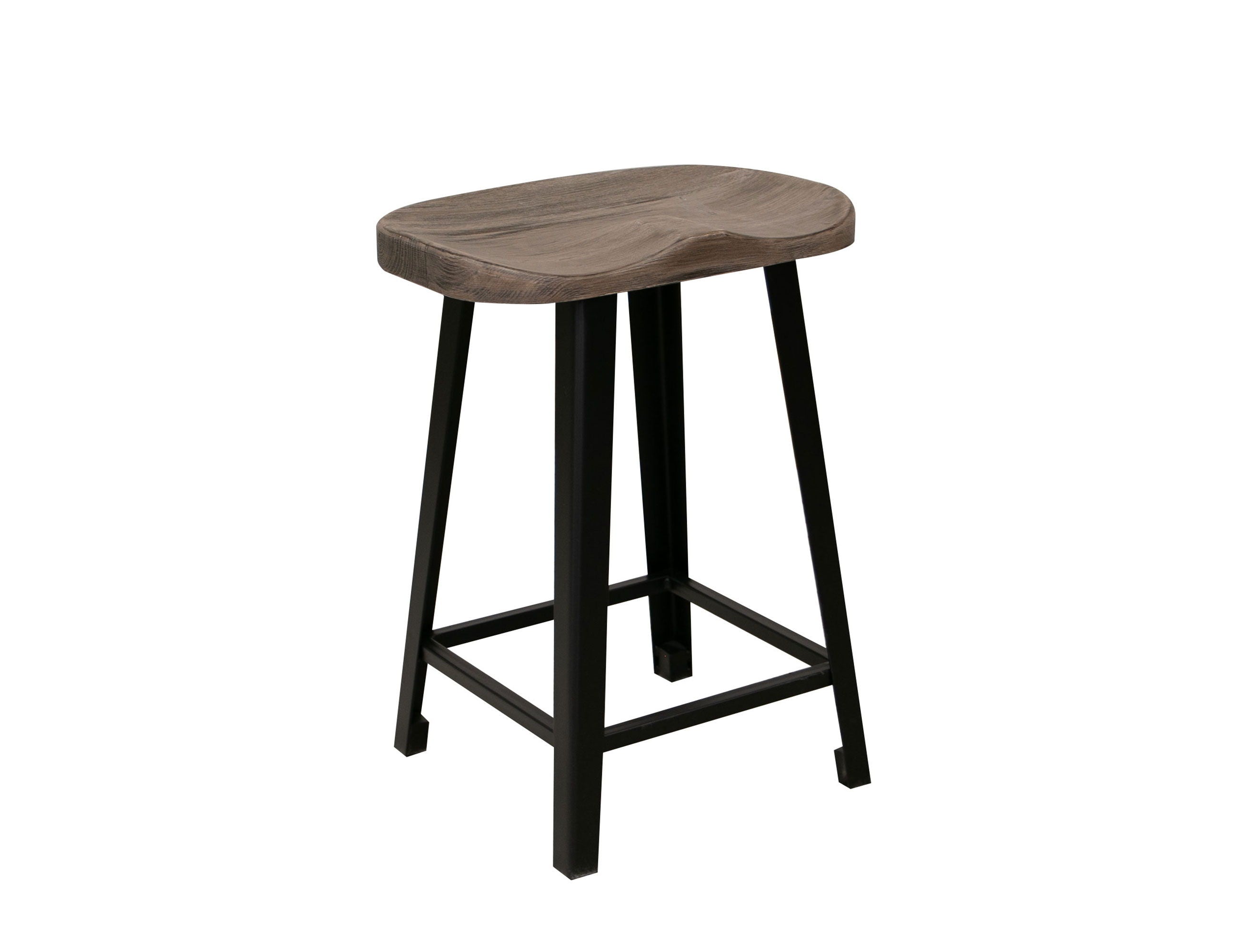International Furniture Direct Blacksmith - 24" Stool - Truffle Brown / Oil Black | Meri Furniture