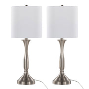 Sawyer - Contemporary Table Lamp (Set of 2) Built In USB Port - Nickel / White