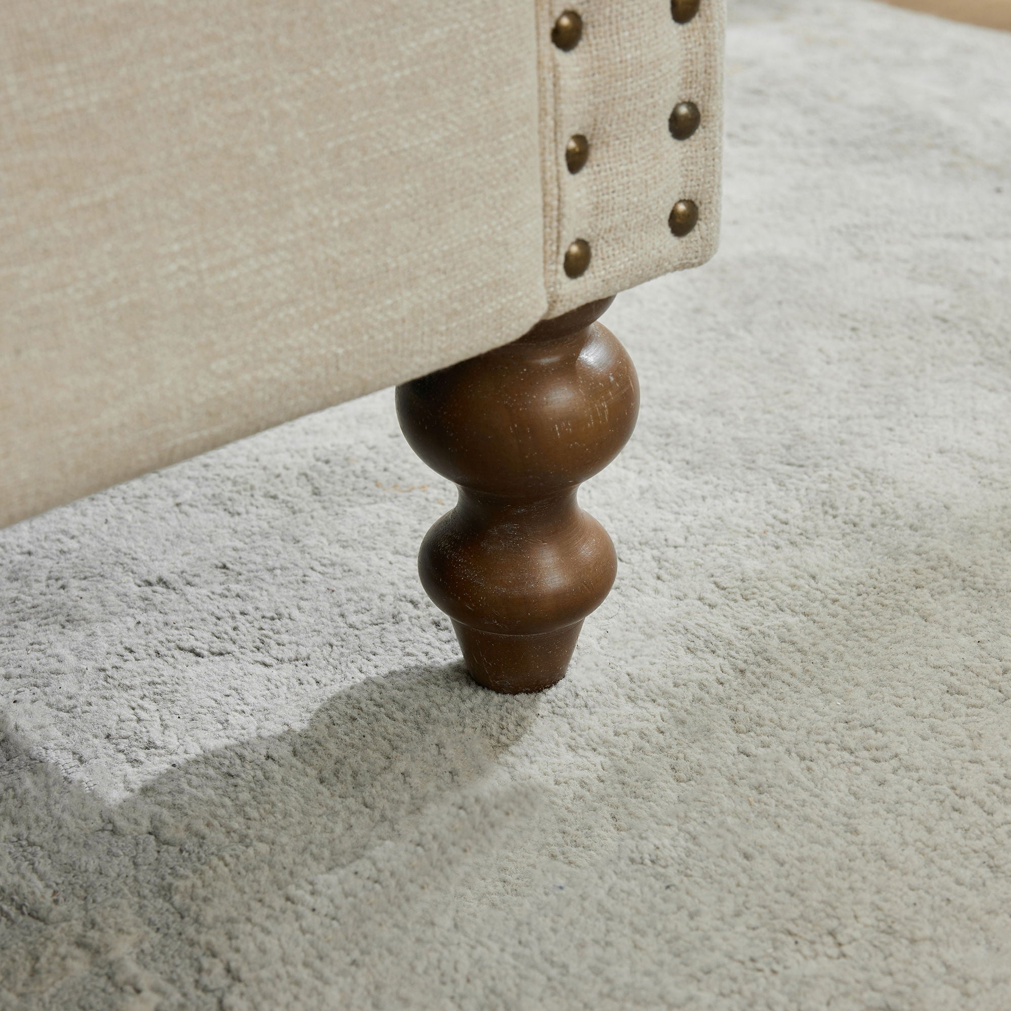 Upholstered Chaise Lounge Indoor With Nailheads, Sleeper Sofa Couch With 4 Throw Pillows & 2 Bolsters, Daybed With Rubberwood Legs