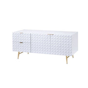 ACME Maisey II - TV Stand - White & Gold | Meri Furniture