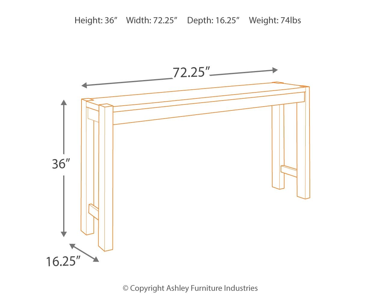 Signature Design by Ashley® Torjin - Dark Brown - Long Counter Table | Meri Furniture
