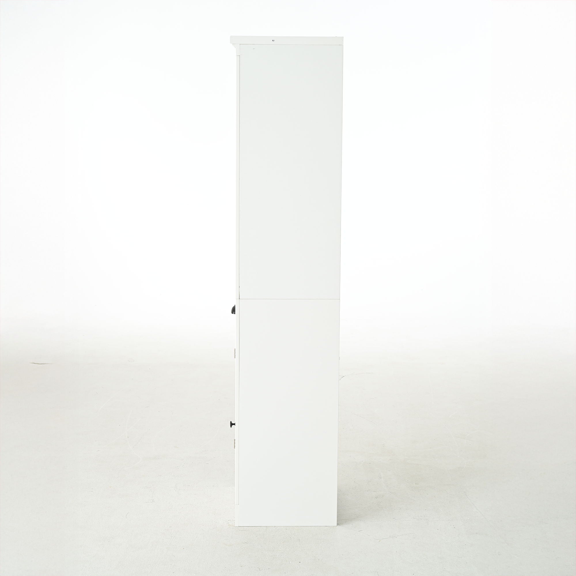 Retro Style 75'' Tall Display Shelf With Cabinet For Hallways Living Room Kitchen - White