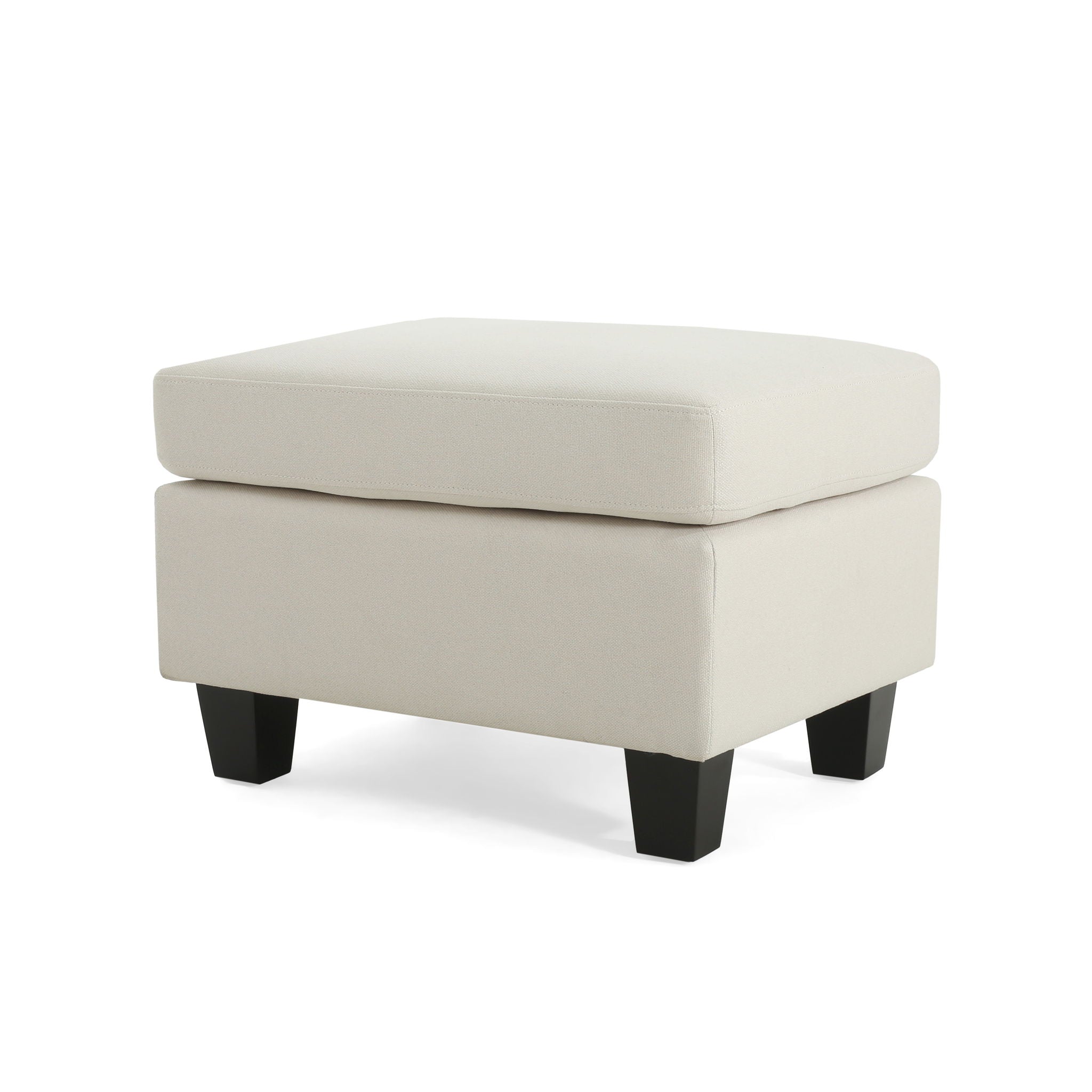 Springfield - Ottoman Contemporary Design Fabric Birch Wood Legs - Beige