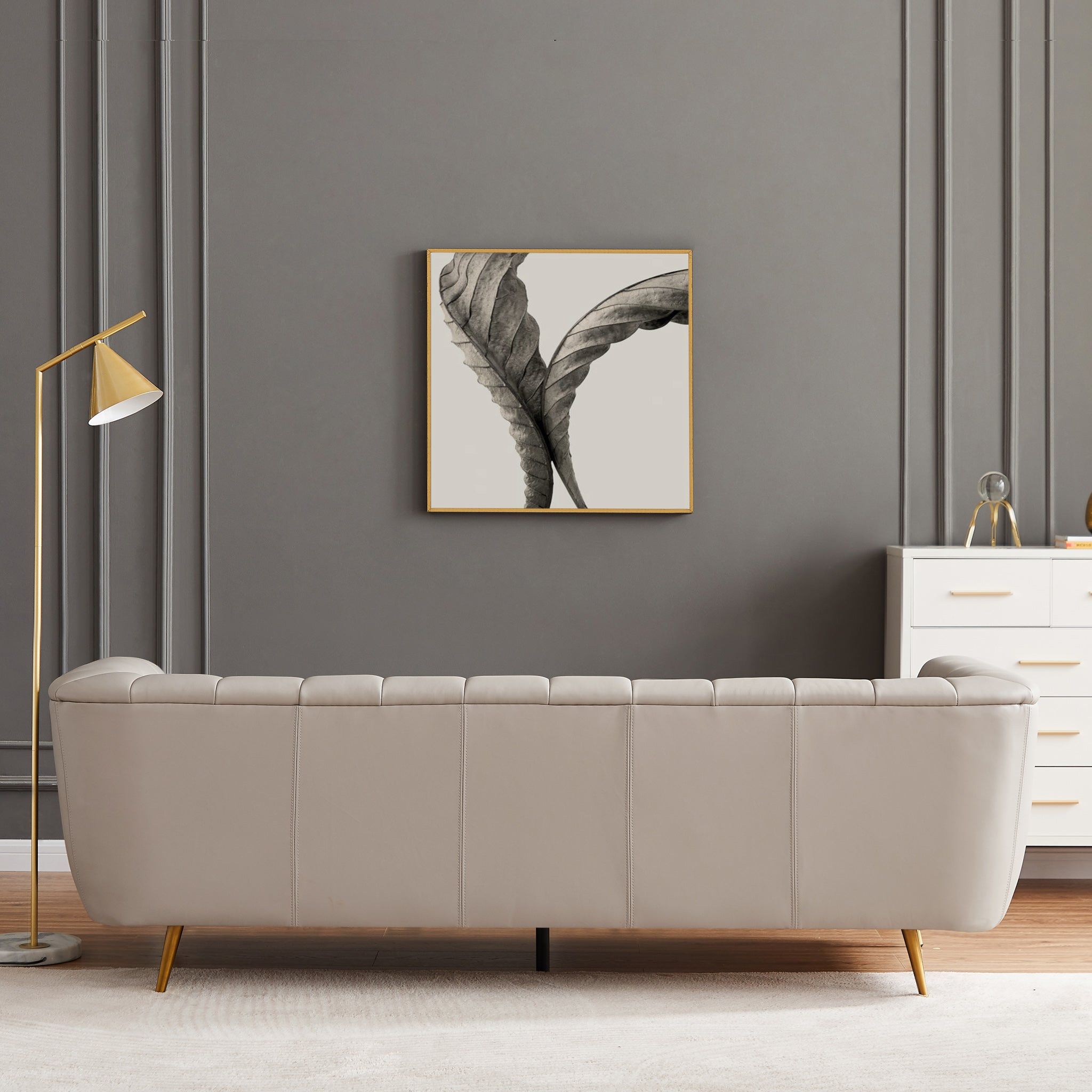 Lamattina - Genuine Italian Leather Channel Tufted Sofa