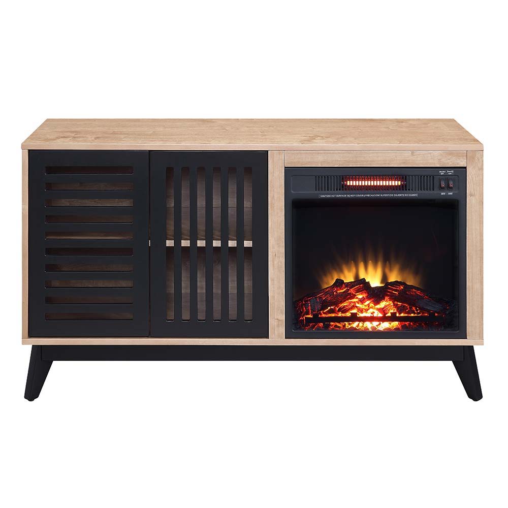 ACME Gamaliel - Fireplace - Oak & Espresso Finish - 26" | Meri Furniture