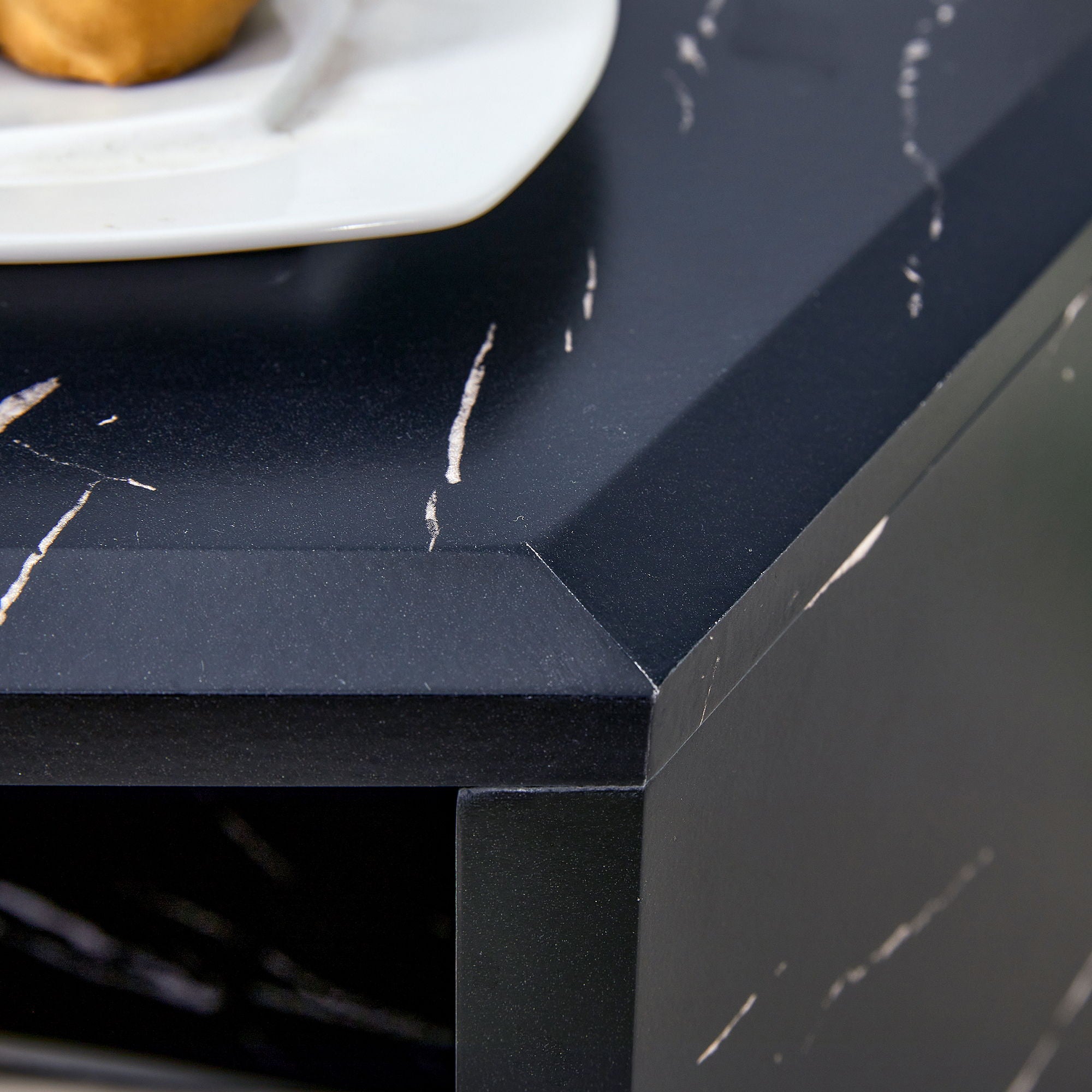 Hexagonal Coffee Table With Characteristic Pattern Stickers And Multi-Hole Design For Extra Storage