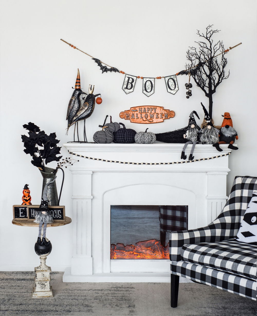 Iron Boo Banner With Bats, For Halloween Holiday Decor - Black / Gray / Orange